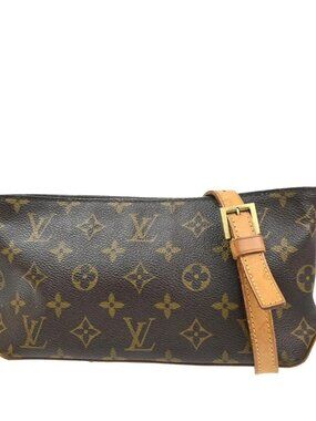 LOUIS VUITTON Logo Trotteur Shoulder Bag Monogram Leather Brown